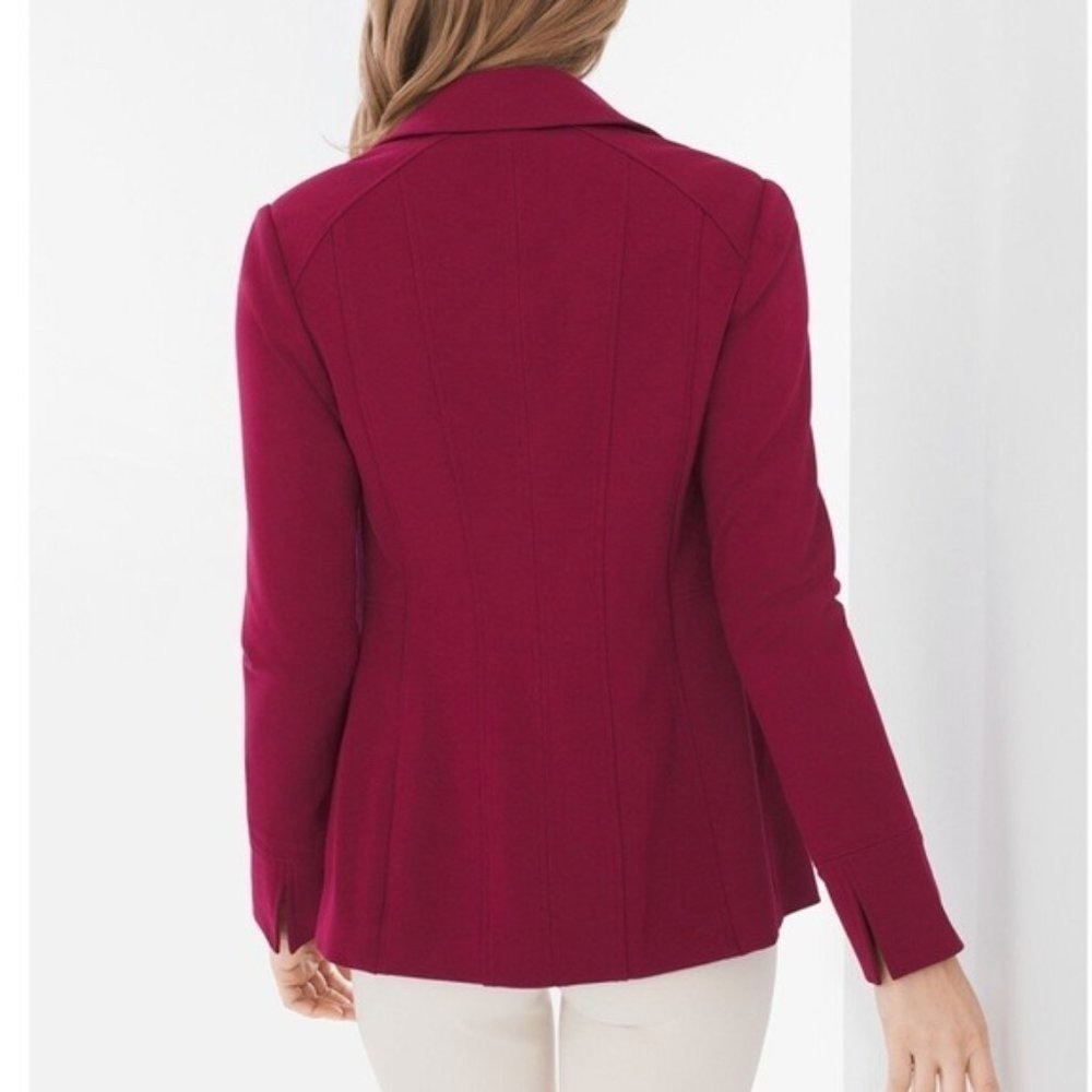 Chico’s Maroon Red Solid Ponte Jacket 0 Small - image 3